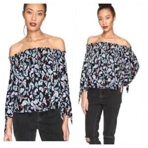 Free People We The Free Lexington Off‎ Shoulder Top Large Butterfly Print